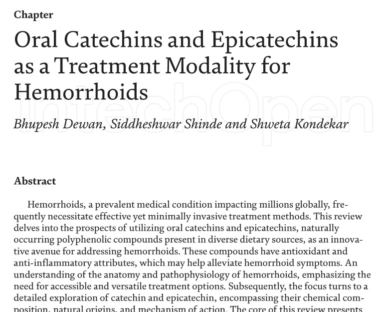 Oral Catechins and Epicatechins  as a Treatment Modality for  Hemorrhoids