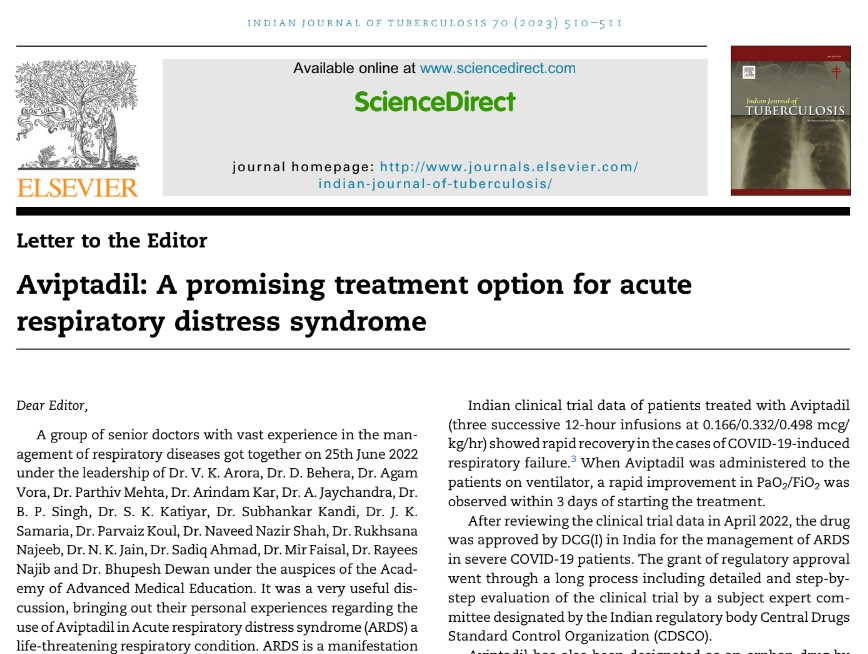 Aviptadil: A promising treatment option for acute respiratory distress syndrome